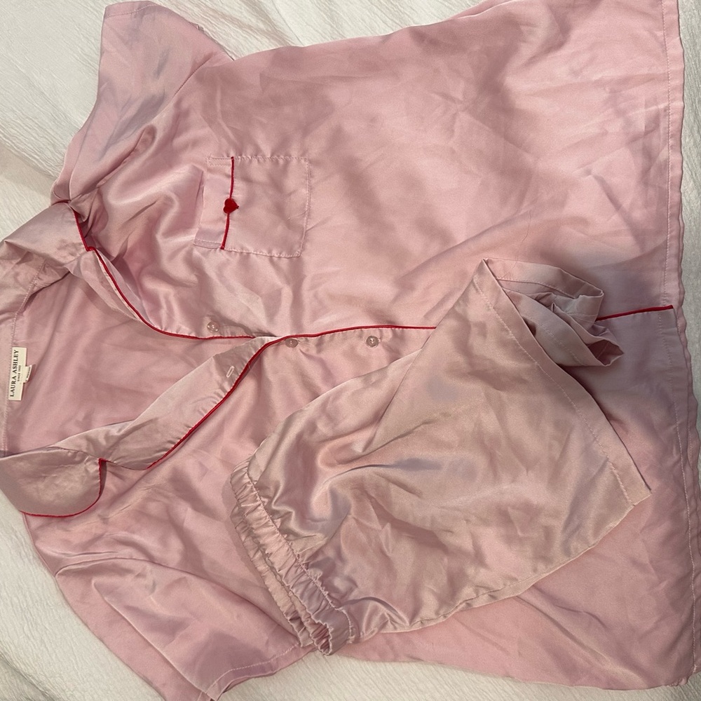 Target Pink Satin Pajama Top with Red Accents